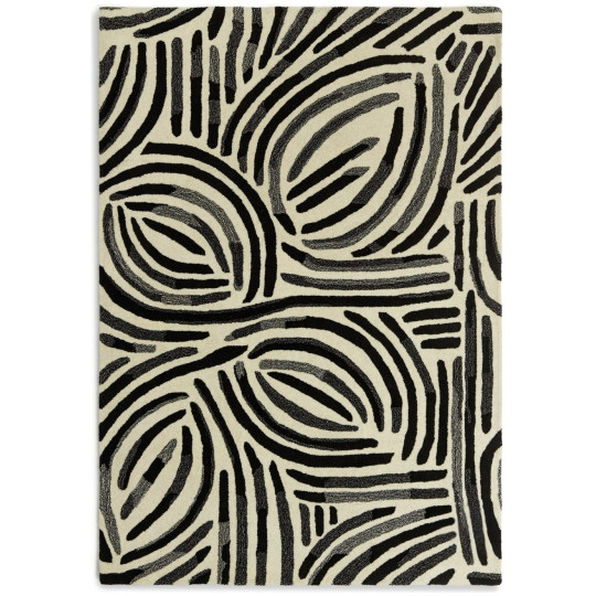 Skandi Brush Marks Black & White Cut Pile Rug