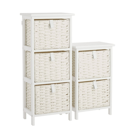 Home 2 & 3 Drawer Woven Bathroom Storage Unit - White | Practical Everyday Use