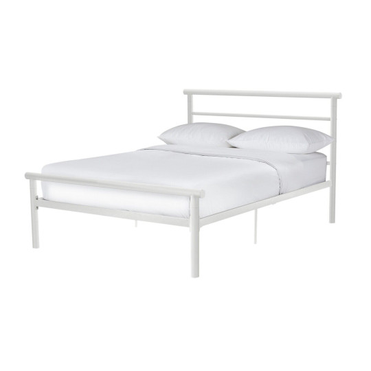 Home Avalon Double Metal Bed Frame - White | Sturdy Durable Frame with Mattress