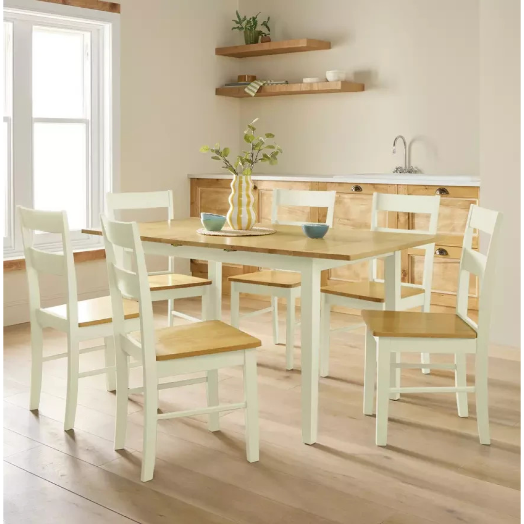 Home Chicago Extending Cream Dining Table & 6 Chairs | Large Modern Dining Room Home Chicago Extending Cream Dining Table & 6 Chairs | Large Modern Dining Room