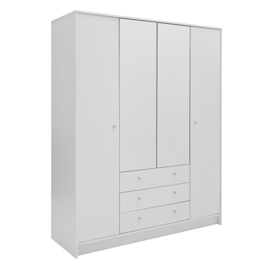 Home Malibu 4 Door 3 Drawer Mirror Wardrobe - White | white mirrored wardrobe