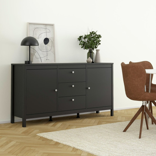 Tvilum Madrid 2 Door 3 Drawer Sideboard - Black | Black sideboard