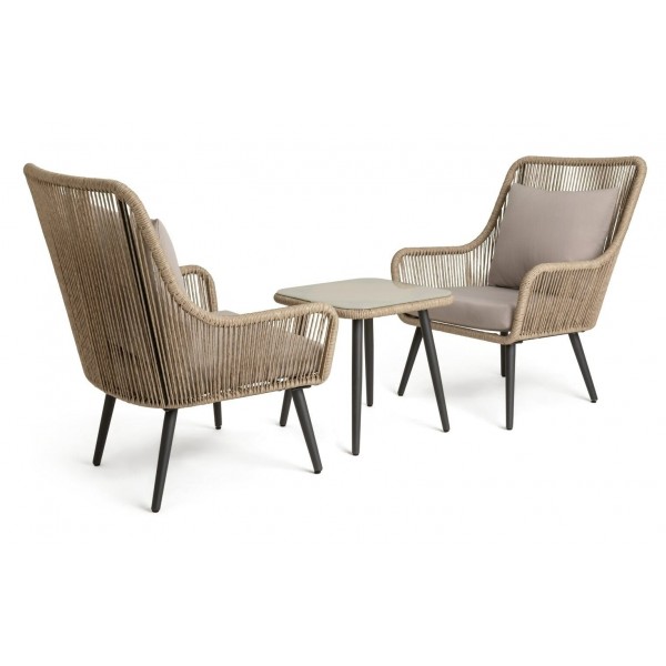 Malta 2 Seater Rattan Effect Garden Bistro Set