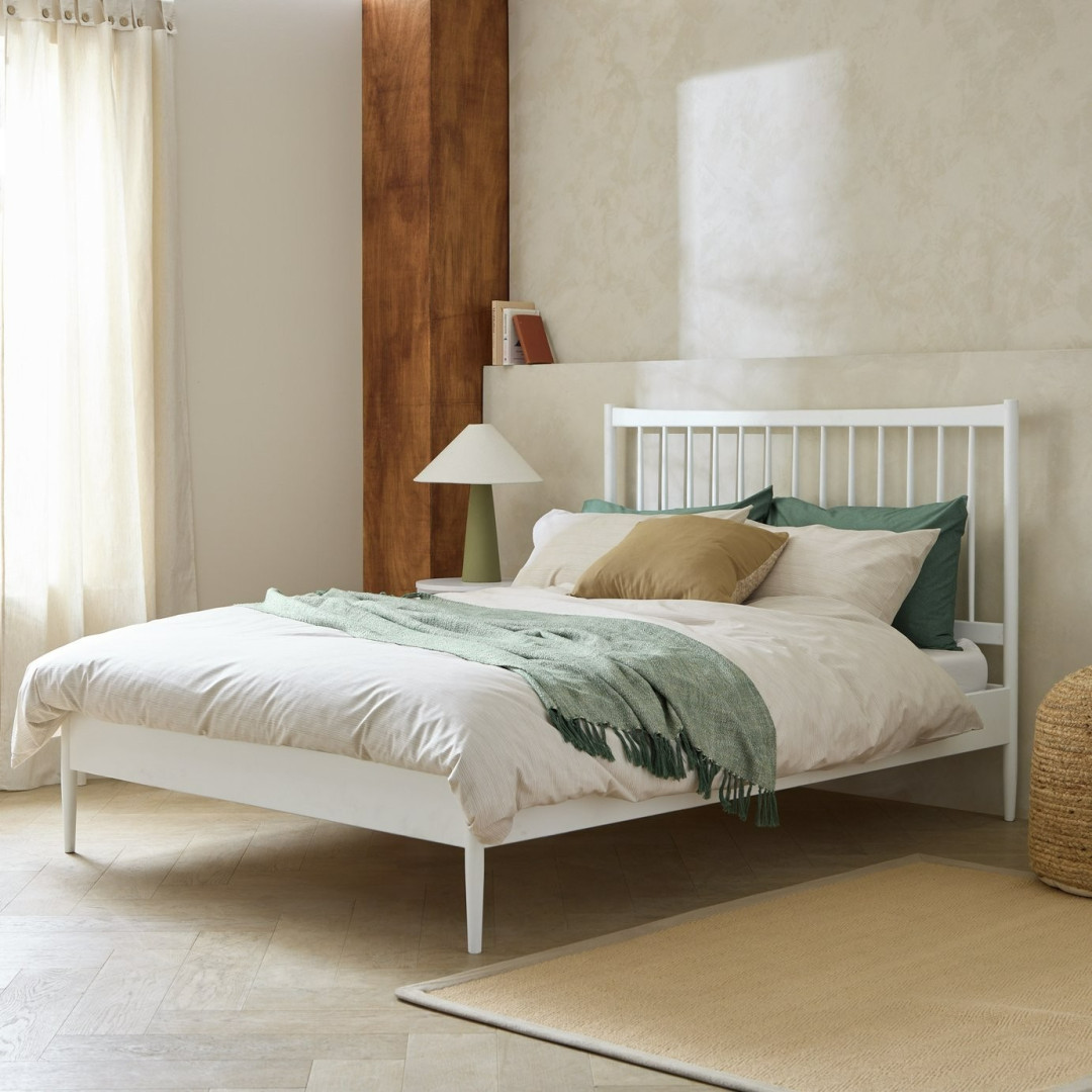 Chiltern Spindle Double Wooden Bed Frame - White | Harmonious Sleep Setup Chiltern Spindle Double Wooden Bed Frame - White | Harmonious Sleep Setup