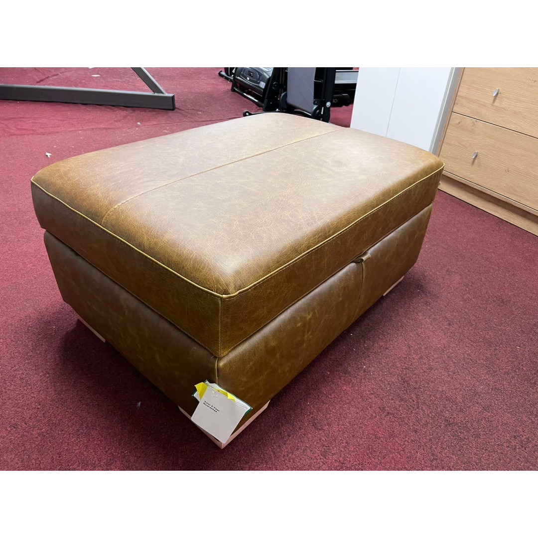 Eton Leather Storage Footstool Large - Tan