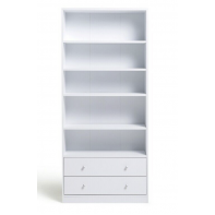 Maine 5 Shelf Bookcase With 2 Drawers Storage Unit Display Cabinet - White