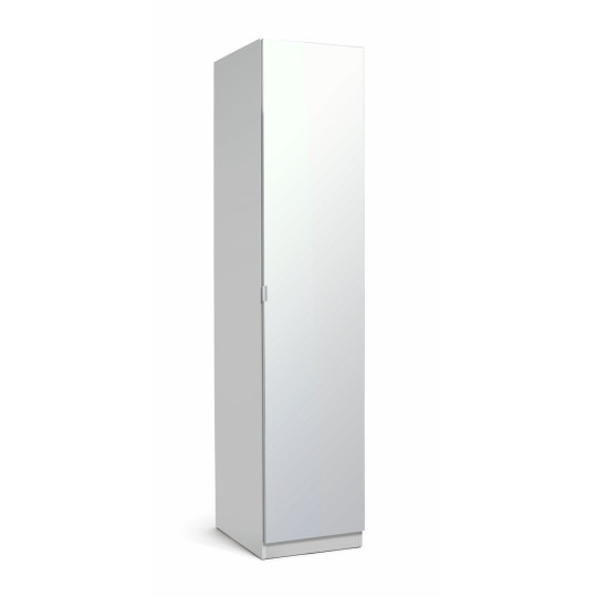 Munich 1 Door Mirror Wardrobe - White | Slim White Mirrored Closet