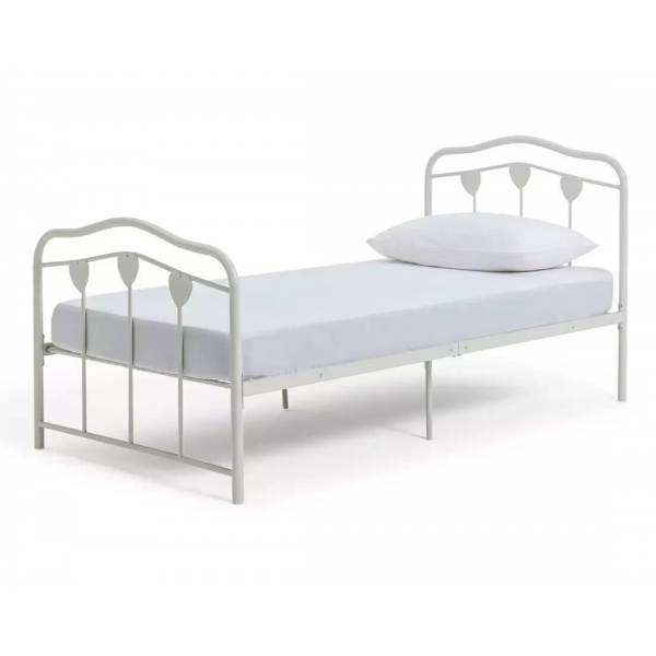 Hearts Single Metal Bed Frame - White ( B Grade 21231 )