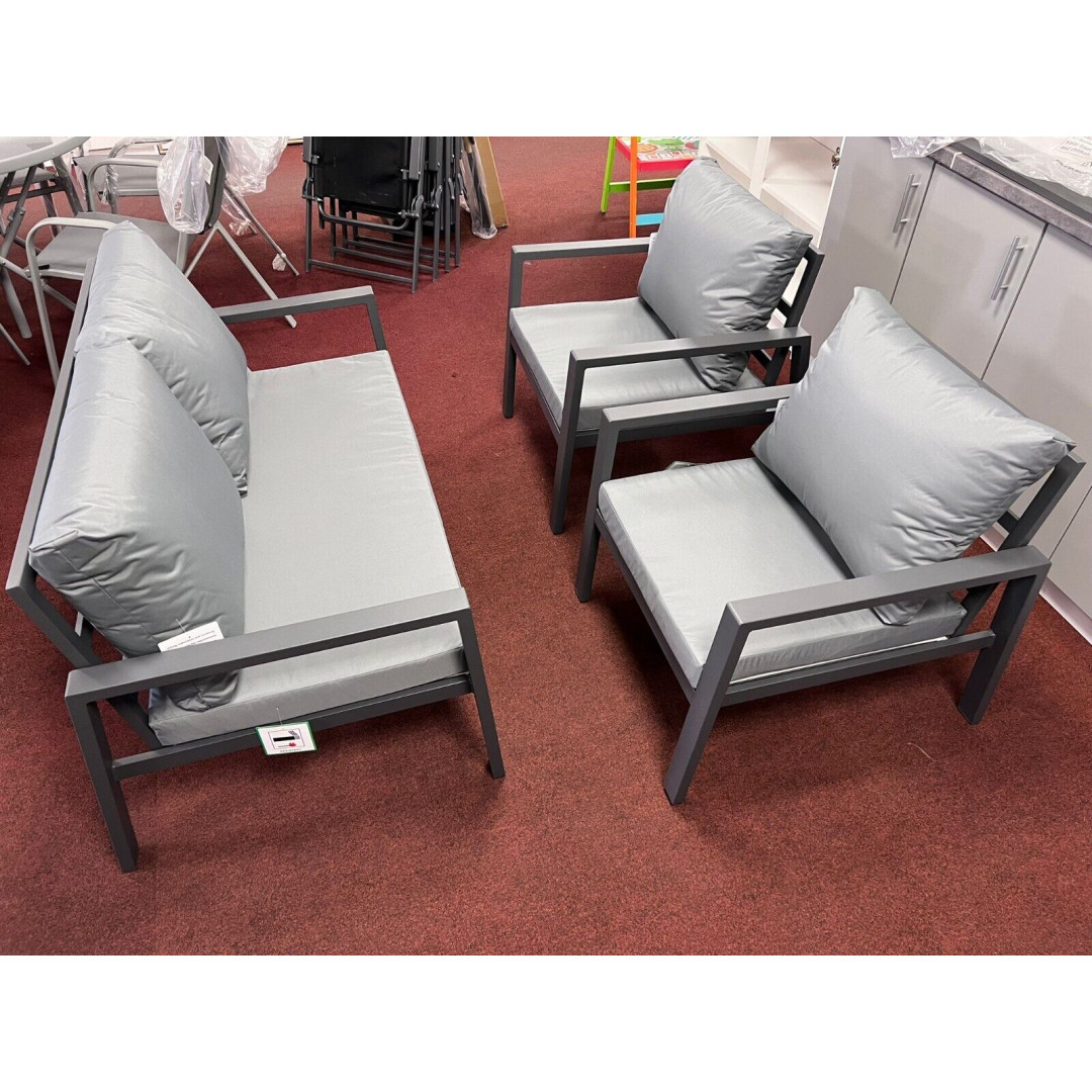 Sitges 4 Seater Aluminium Garden Sofa Set - Grey (No Table)