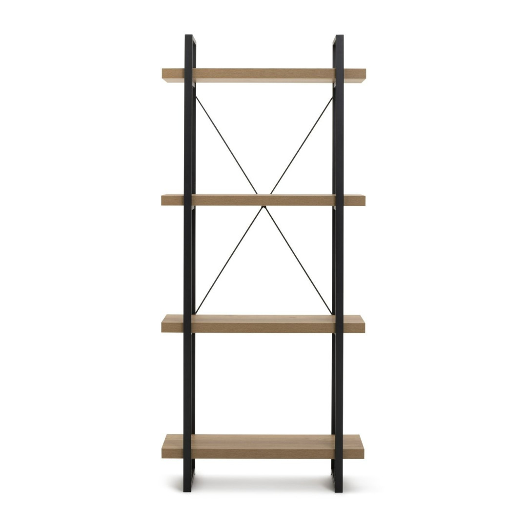 Loft Living Tall Steel Bookcase - Oak | Industrial Interior Style Loft Living Tall Steel Bookcase - Oak | Industrial Interior Style