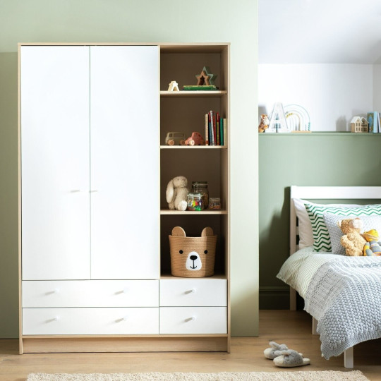 Kids Malibu 2 Door 4 Drawer Wardrobe - White