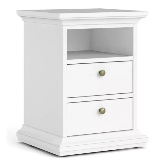 Tvilum Paris 2 Drawer Bedside Table - White ( B grade 19028 )