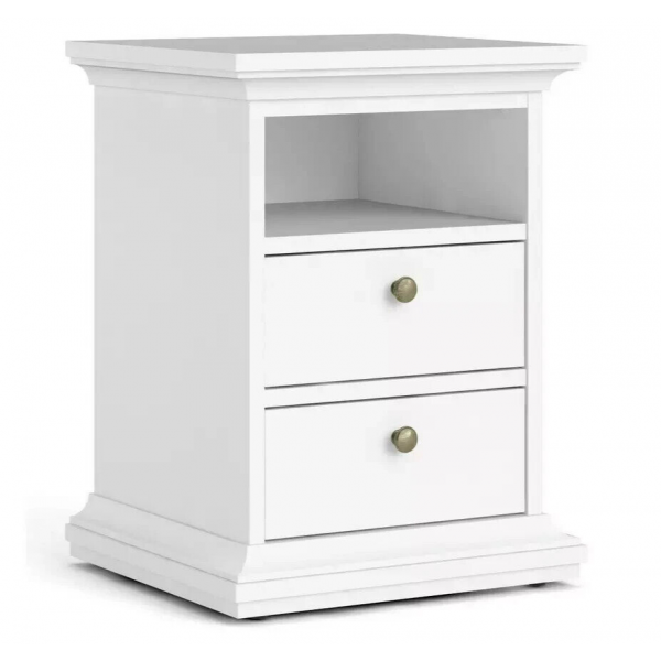 Tvilum Paris 2 Drawer Bedside Table - White