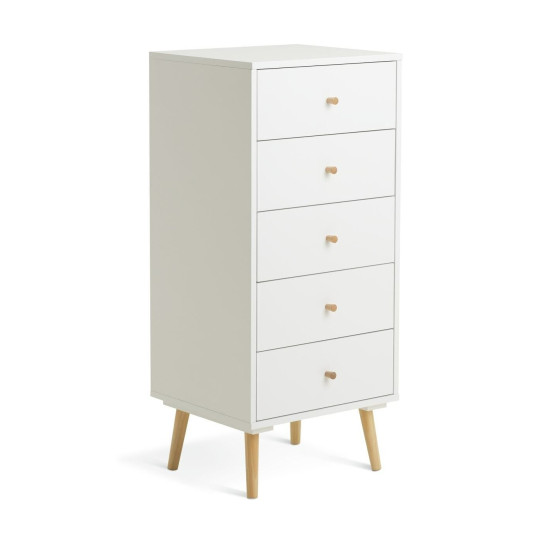 Otto 5 Drawer Tallboy - White