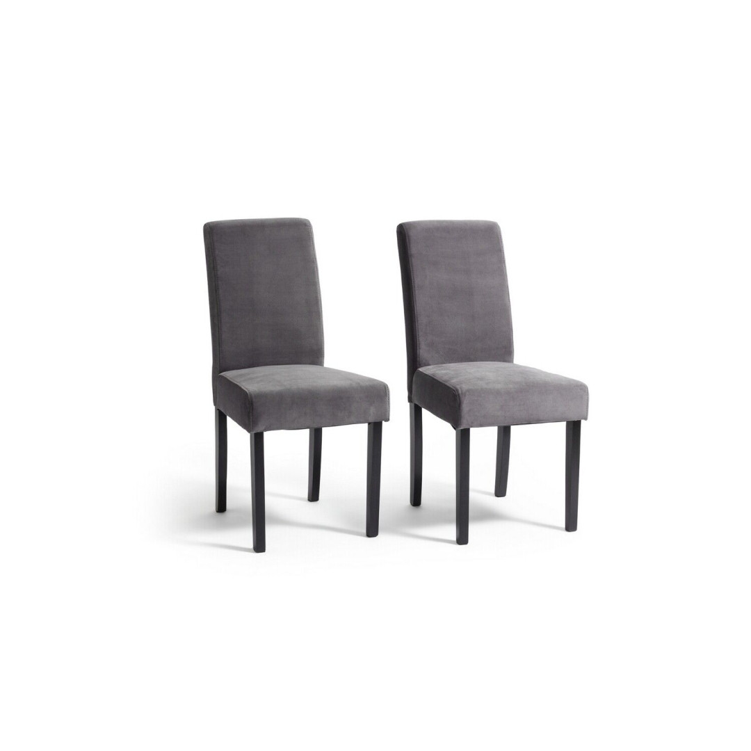 Pair of Midback Velvet Dining Chairs - Grey