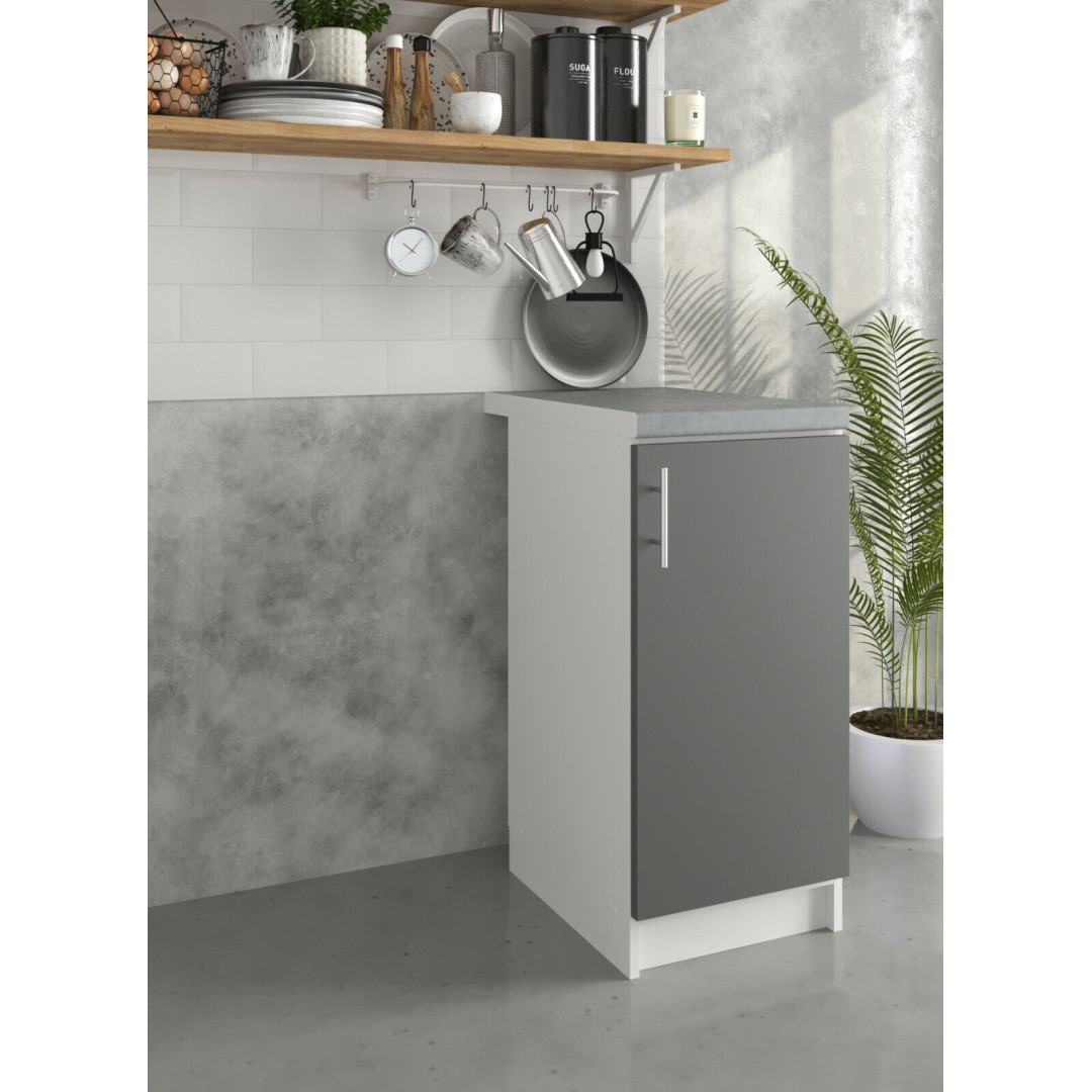 Kitchen Base Cabinet 400mm Cupboard Unit Dark Grey - Grey - White Matt or Gloss