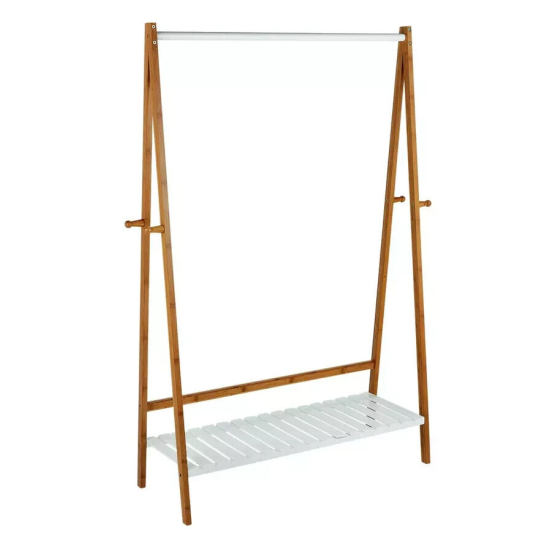 Belvoir Clothes Rail with Shelf - Bamboo & White