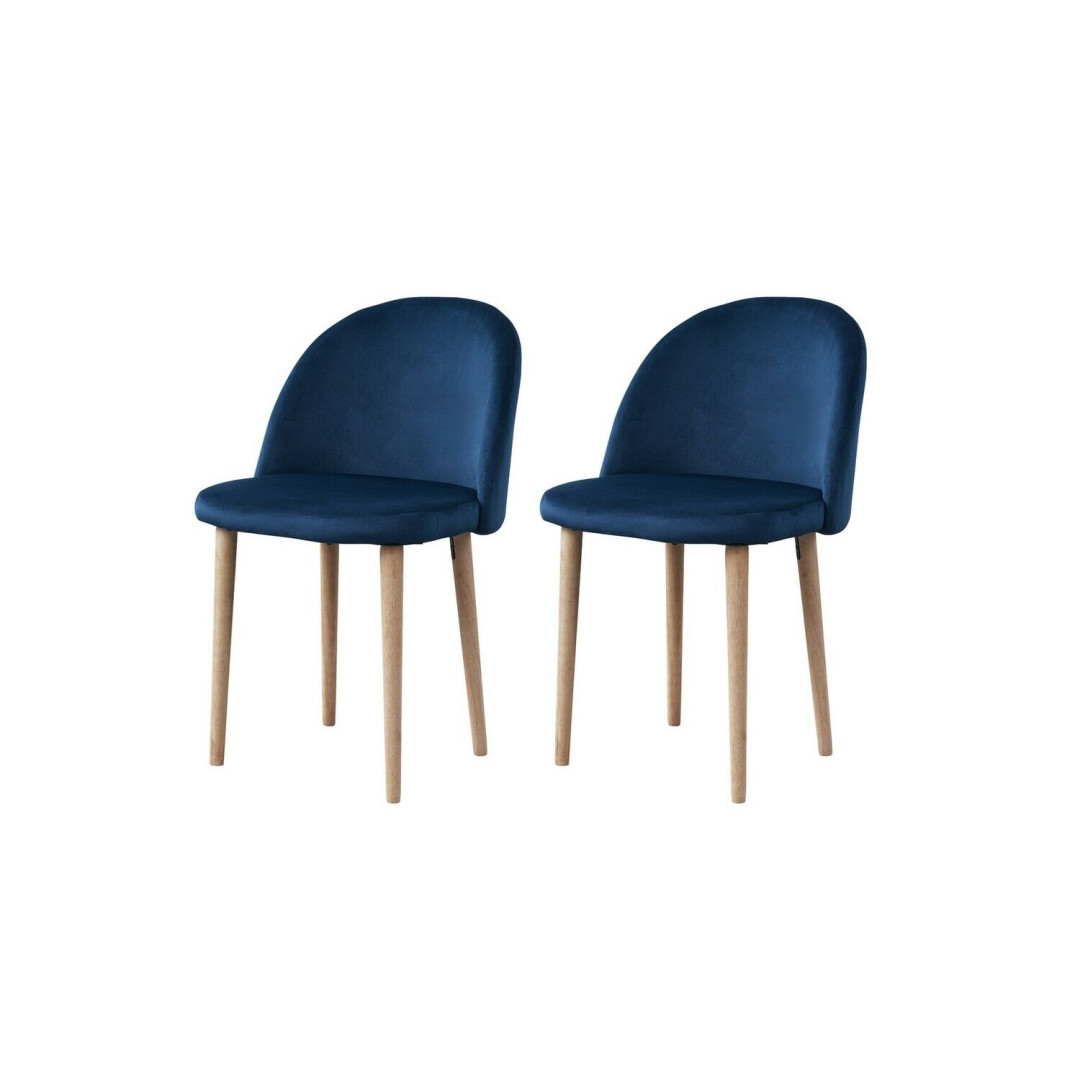 Habitat Imogen Pair of Fabric Dining Chairs - Navy