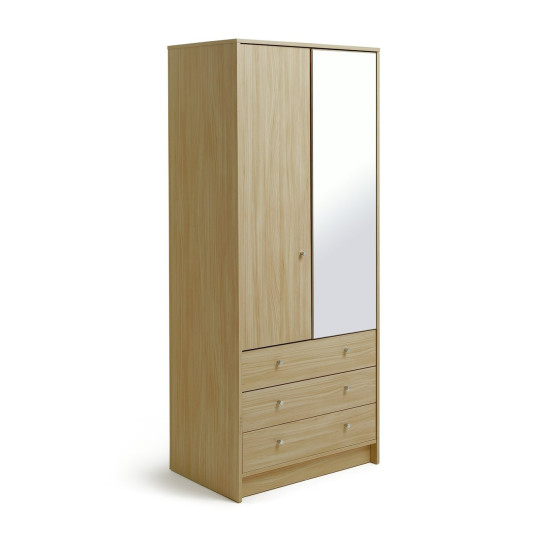 Home Malibu 2 Door 3 Drawer Wardrobe - Beech Effect | wardrobe with drawers