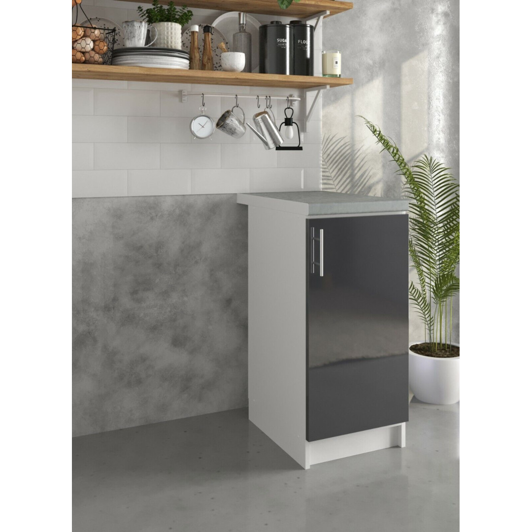 JD Greta Kitchen 400mm Base Cabinet - Dark Grey Gloss