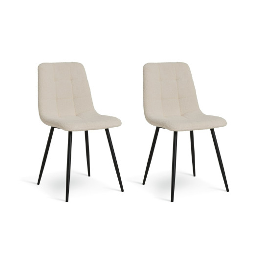 Cobin Pair of Boucle Dining Chairs - White | Comfortable white boucle chairs