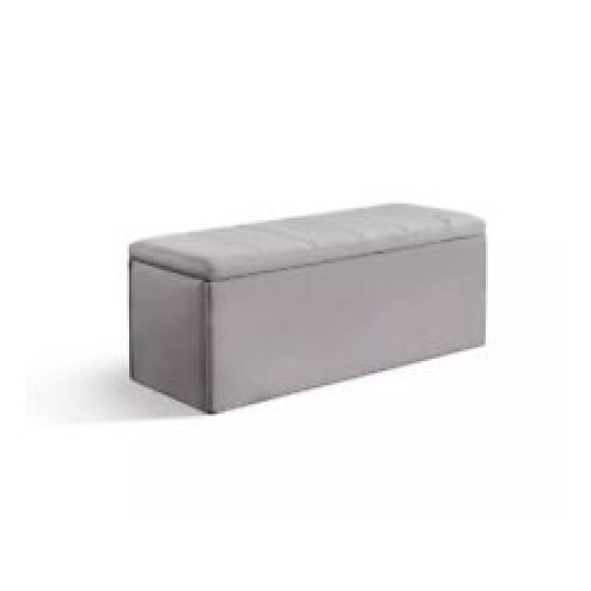 Pandora Velvet Ottoman - Grey