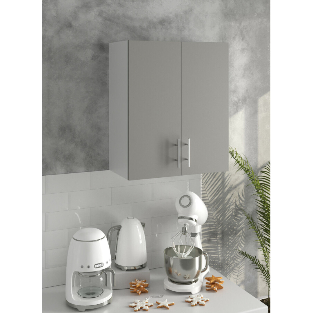 Kitchen Wall Cabinet 600mm Wall Mounted Upper Cupboard Unit - Grey Matt