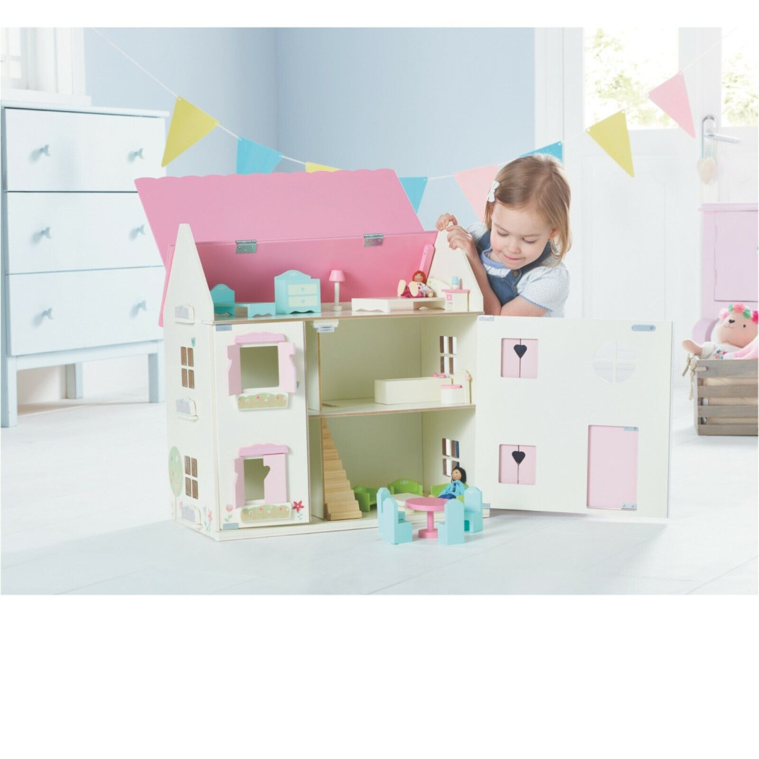 Wooden Dolls House Pink