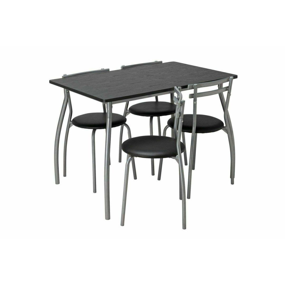 Leon Black Dining Table & 4 Black Chairs