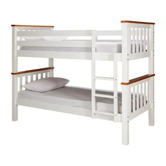 Heavy Duty Bunk Bed Frame - White and Pine