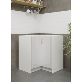 Kitchen Base Corner Unit 800mm Cabinet & Doors 80cm - White Gloss (No Worktop)