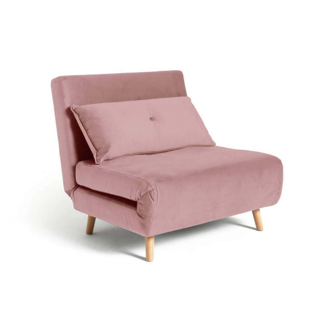 Roma Single Velvet Chairbed - Pink