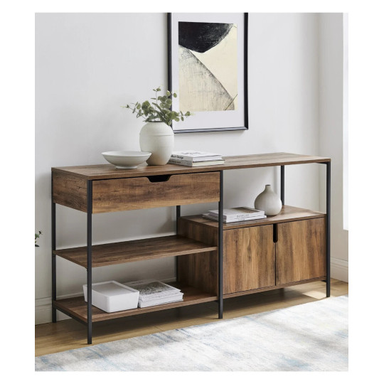 Walker Edison Keaton 2 Door Storage Shelf - Rustic Oak