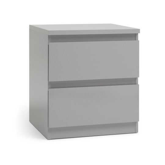 Home Jenson 2 Drawer Bedside Table - Gloss Grey | Sleek Minimalist Look