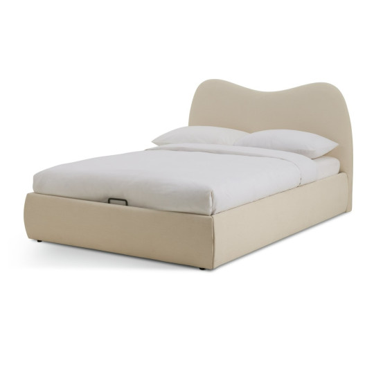 Orton Double Fabric End Lift Ottoman Bed - Natural | Cozy Room Interior