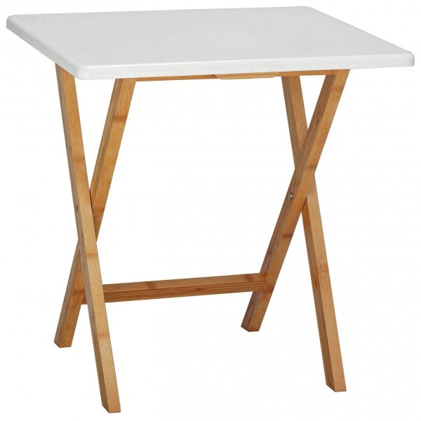 Drew Folding Bamboo 2 Seater Table - White ( B Grade 8659 )