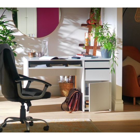 Home Pepper 2 Drawer Pedestal Office Desk - White