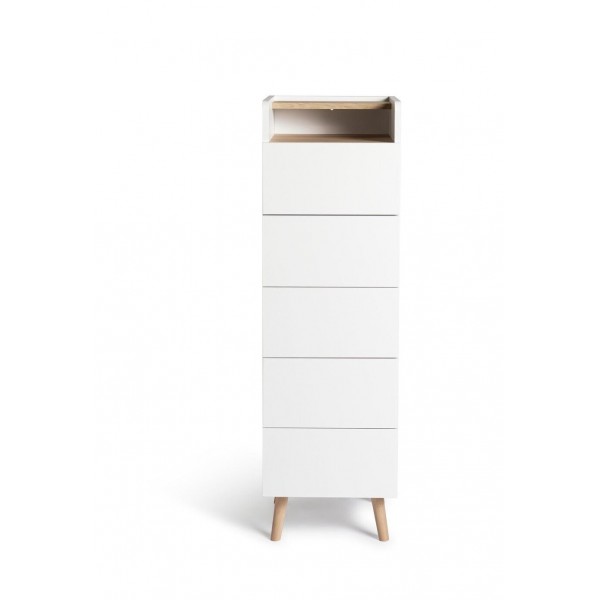 Skandi 5 Drawer Tallboy - White Two Tone ( B Grade 20386)