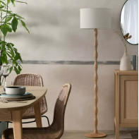 Bobbin Ash Wood Stick Floor Lamp - Natural