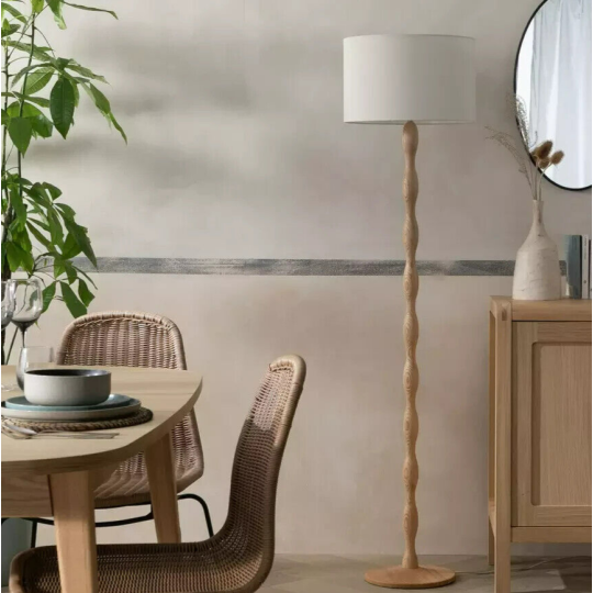 Bobbin Ash Wood Stick Floor Lamp - Natural