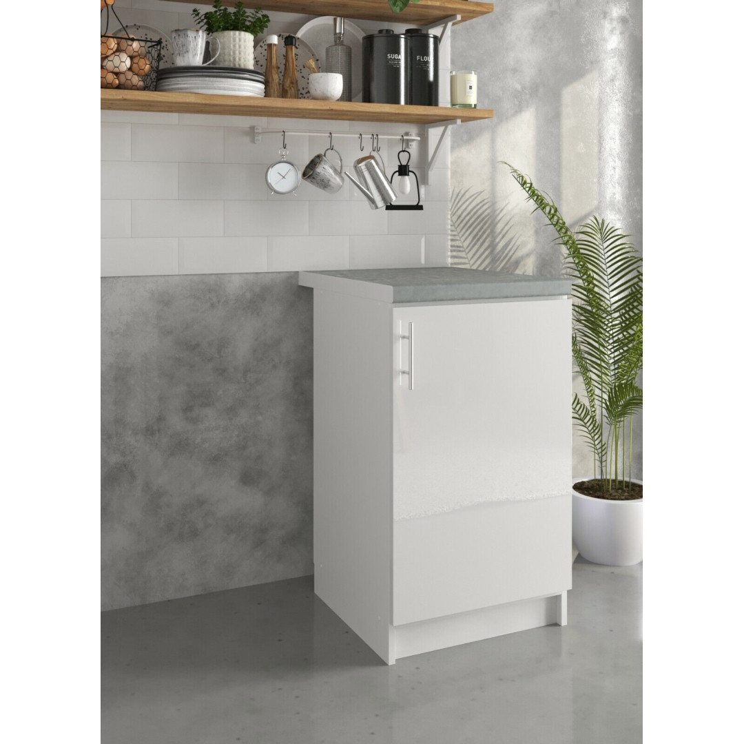 Kitchen Base Cabinet 500mm Cupboard Unit - White Gloss