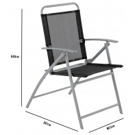  Pacific 6 Patio Garden Outdoor Chairs - Black & Silver (6 CHAIRS TOTAL)
