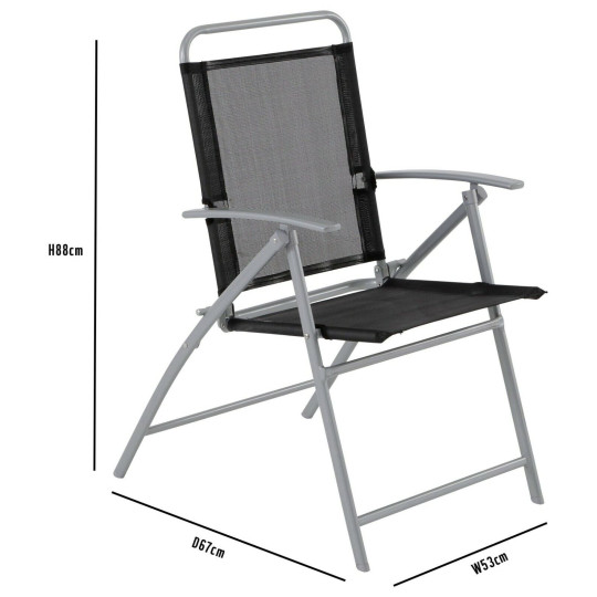 Pacific 6 Patio Garden Outdoor Chairs - Black & Silver (6 CHAIRS TOTAL)