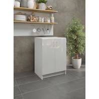 Kitchen Base Unit 600mm Storage Cabinet & Doors 60cm - White Gloss (No Worktop)