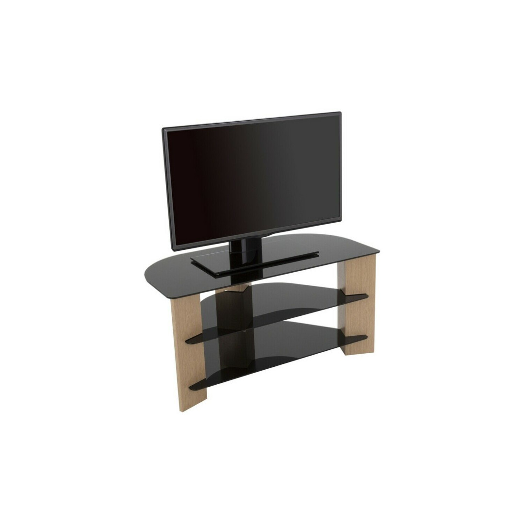 AVF Up to 42 Inch TV Stand - Black Glass and Oak Effect
