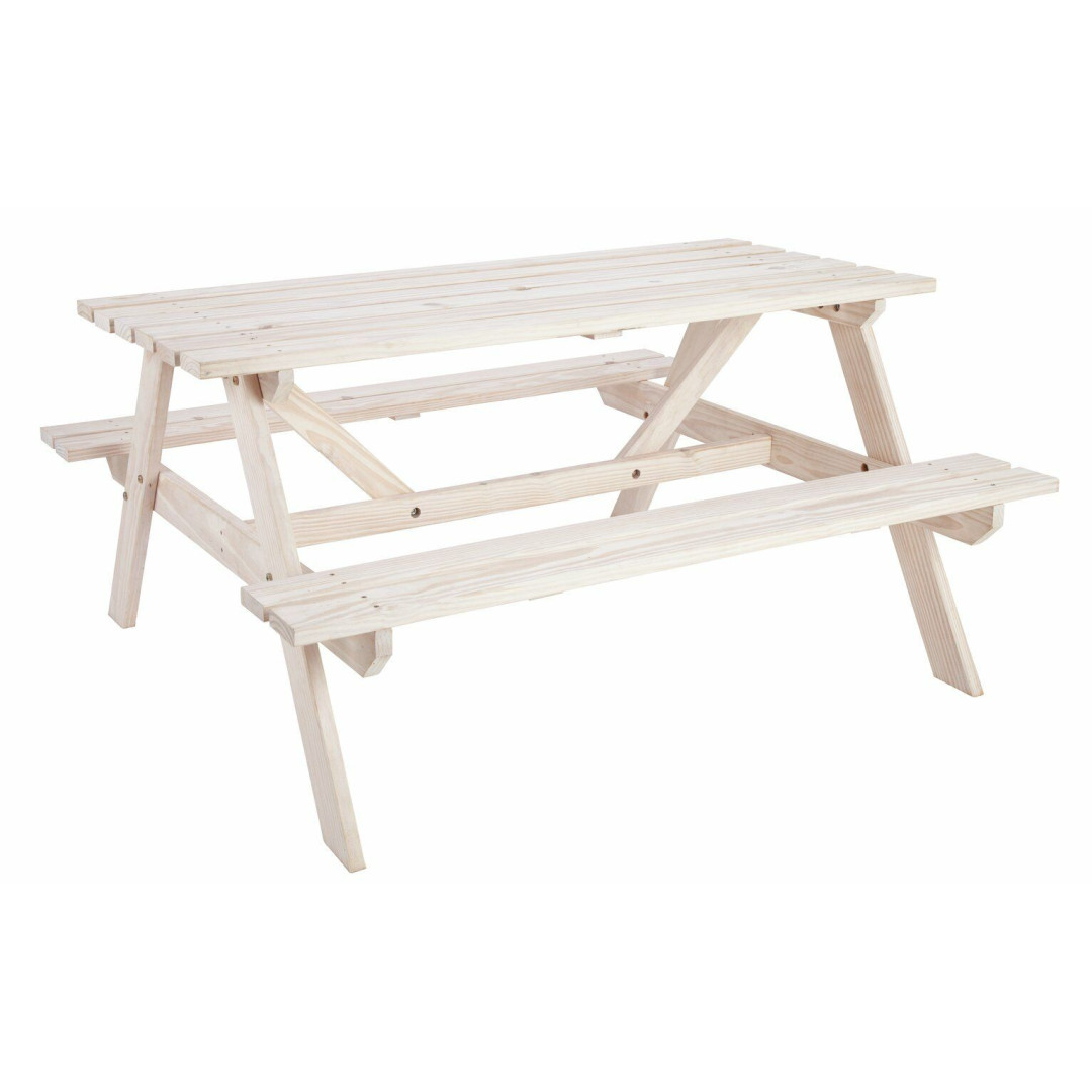 Wooden 4 Seater Picnic Table - White