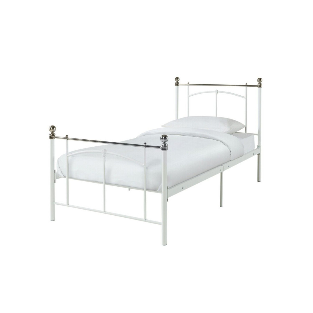 Home Yani Single Metal Bed Frame - White