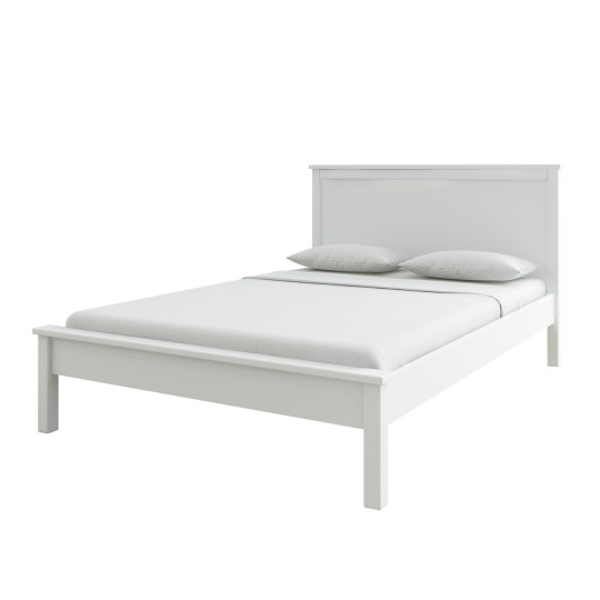 Brooklyn Double Wooden Bed Frame - White | Minimalist white bed