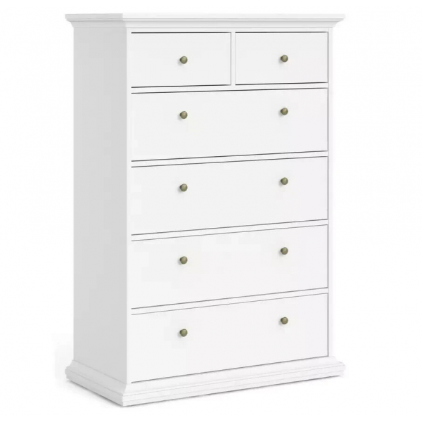 Tvilum Paris 6 Drawer Chest - White