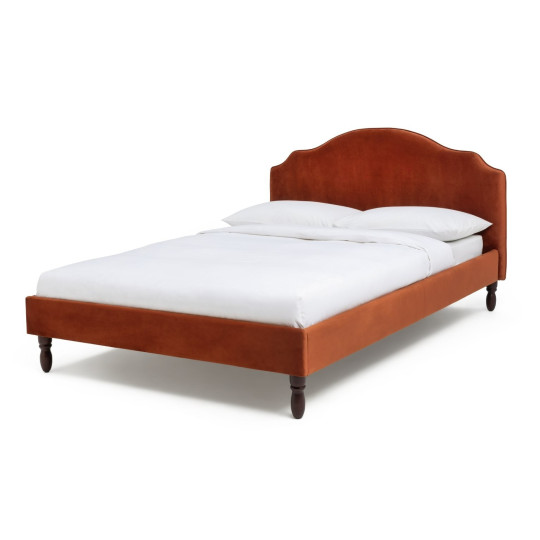 Sophia Double Velvet Bed Frame - Orange | Beautiful Vibrant Color Bedroom Style